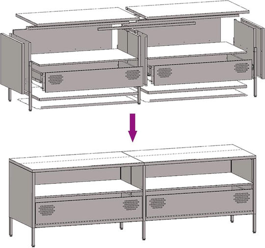 Metal TV Stand Pink M135xD39xH43.5cm