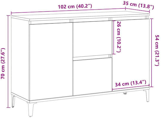 Sideboard Wooden Coffee 102x35x70cm