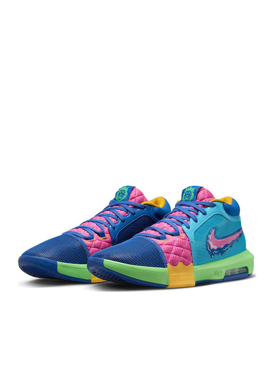 LeBron Witness 8 High Basketball Shoes Multicolour Baltic Blue Playful Pink