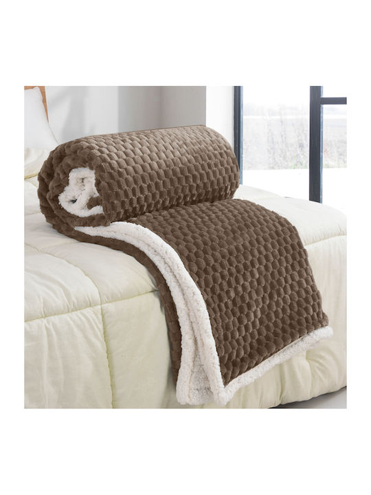 My Home Luxury Sherpa Single Blanket 160x220cm Brown