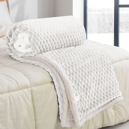 My Home Luxury Sherpa Blanket Single 160x220cm White