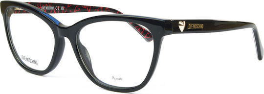 Moschino Plastic Eyeglass Frame Butterfly Black MOL639 INA