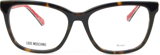 Moschino Love Plastic Eyeglass Frame Butterfly Brown Tortoise MOL638 2VM