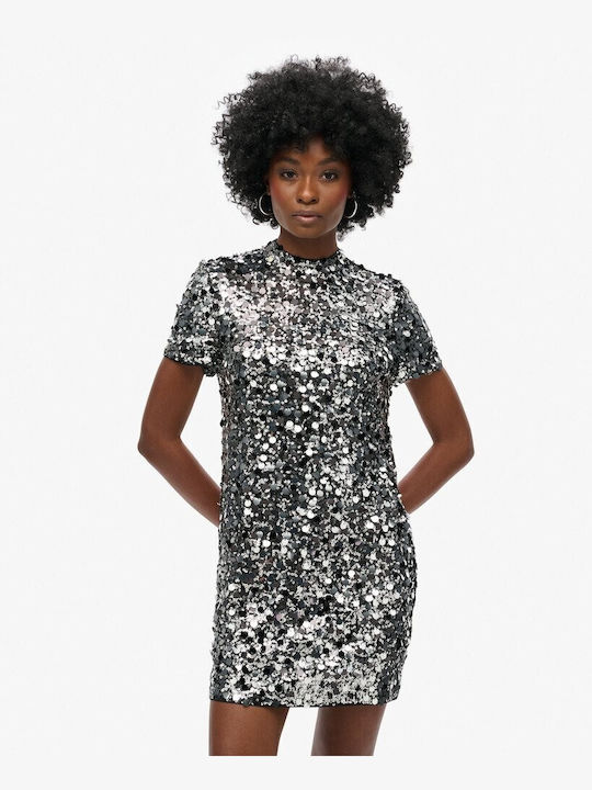 Superdry Mini Evening Dress Silver