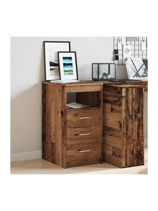 Wooden Chest of Drawers with 3 Drawers Coffee 40x50x76cm