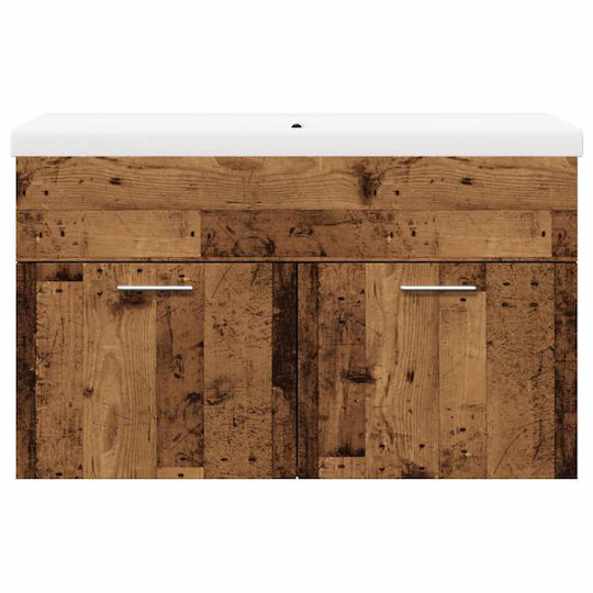vidaXL Blat cu Lavoar & Oglindă Old Wood