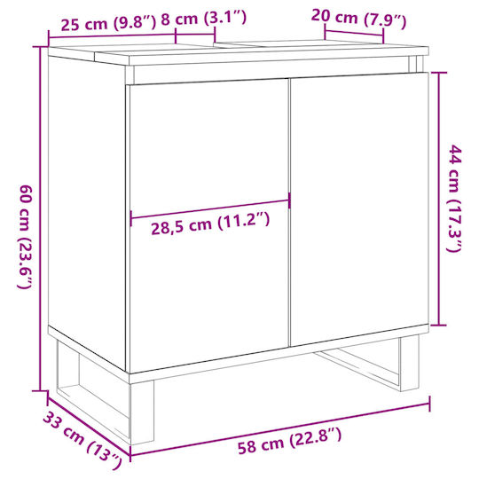 vidaXL Countertop without Sink L58xW33xH60cm Gray Concrete