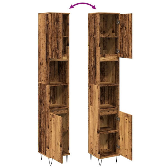 vidaXL Floor Bathroom Column Cabinet L30xD30xH190cm Brown