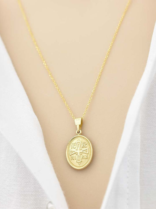 Goldjewels Κολιέ Διπλό Φυλαχτό Παναγία από Χρυσό 9Κ