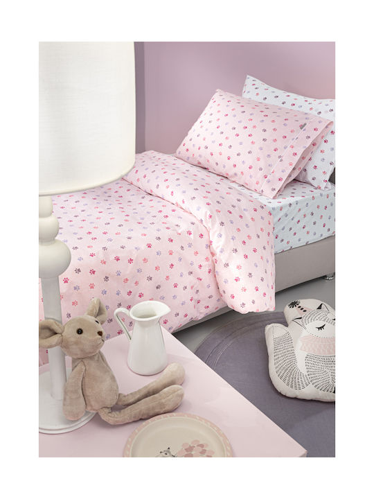 Guy Laroche Paw Set Kids Duvet Cover Single with Pillowcase Cotton Paw Pinky 165x225cm