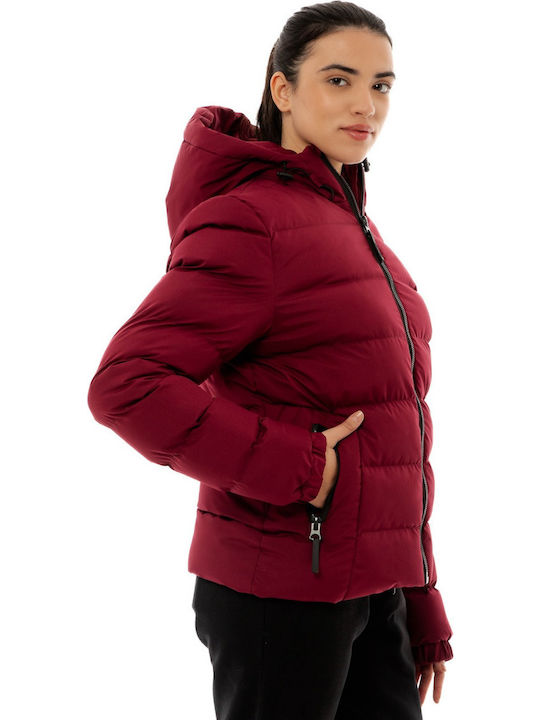 Kurz Damen Puffer Jacke für Winter Burgundisch