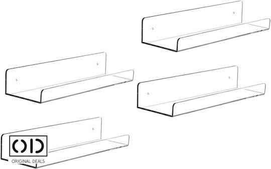Transparent Wall Shelves (4 Pieces) 10x3.5x3cm