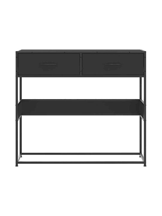 Console Table Wood & Metal Black Velvet-Black Metal L90xW35xH80cm