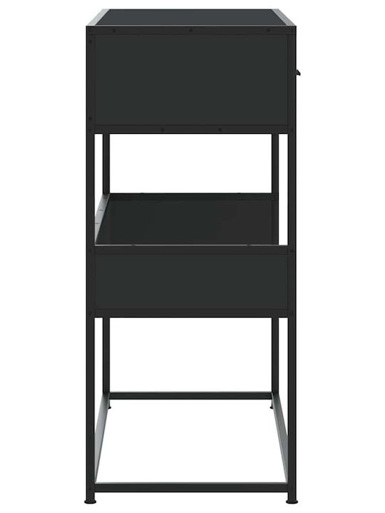 Console Table Wood & Metal Black Velvet-Black Metal L90xW35xH80cm
