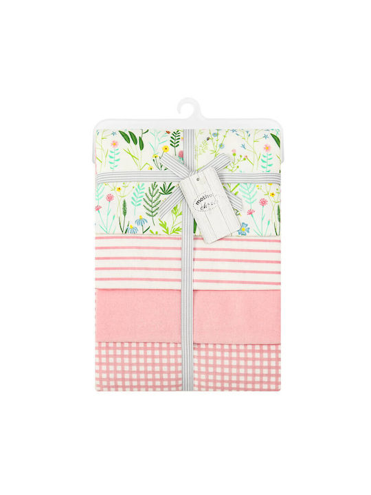 Mother's Choice Decke Wickeltücher für Kinderzimmer Baumwolle Rosa 76x76cm 4Stück