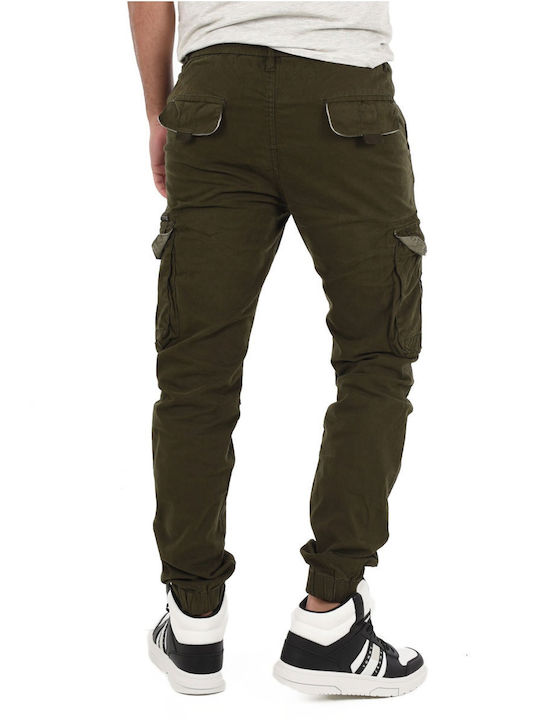 Leo Gutti Trousers Elastic in Regular Fit Vert Militaire