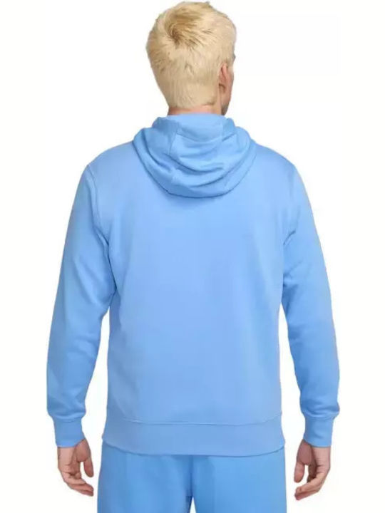 French Terry Sweatshirt with Hood Blue