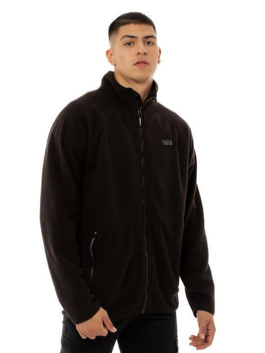 Ανδρική Ζακέτα Fleece με Κουκούλα Μαύρη