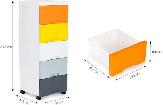 Modernhome Küchenwagen Kunststoff 5 Ebenen Weiß 31x32.5x84.5cm