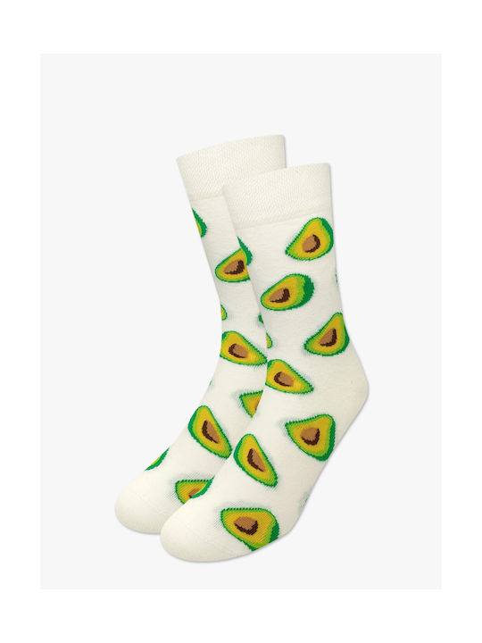 Nodo Cotton Sock Avocado Design White