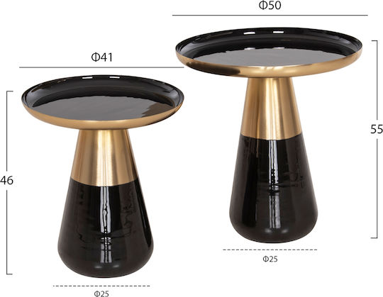 Beistelltisch Oluf Schwarz-Matt Gold Beistelltisch Oluf Schwarz-Matt Gold