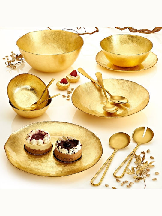 Cryspo Trio Kronos Oro Salatschüssel Glas Gold 22x22cm 1Stück