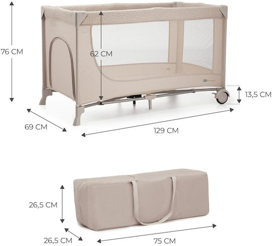 Kinderkraft Joy Παρκοκρέβατο με Στρώμα Μπεζ 200x75cm