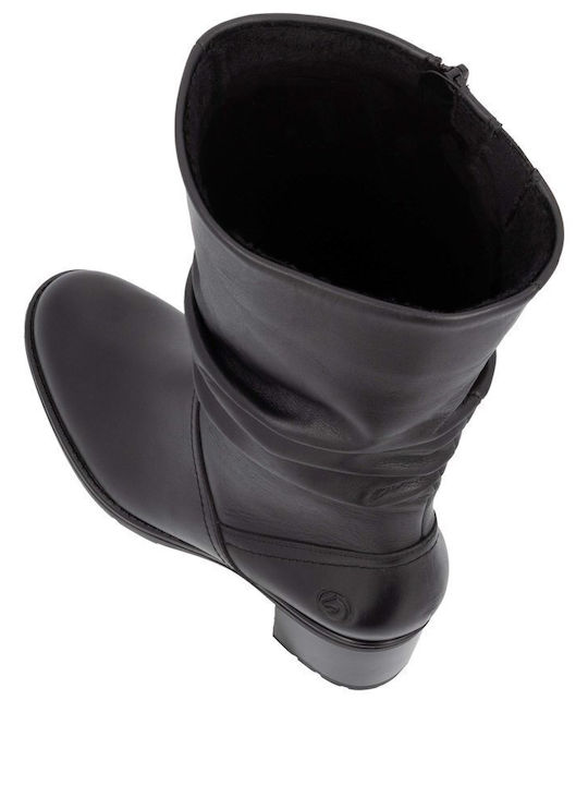 Anatomic Leather Medium Heel Women's Boots with Zipper Black