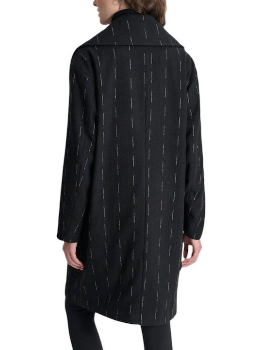 Γυναικείο Μαύρο Παλτό Oversized με Κουμπιά