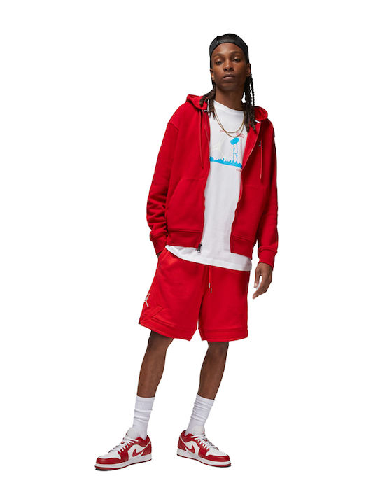 Essentials Cardigan with Red Hood