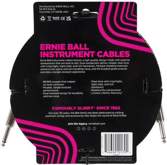 Ernie Ball Braided Cable 6.3mm male - 6.3mm male 3m Purple (P06427)
