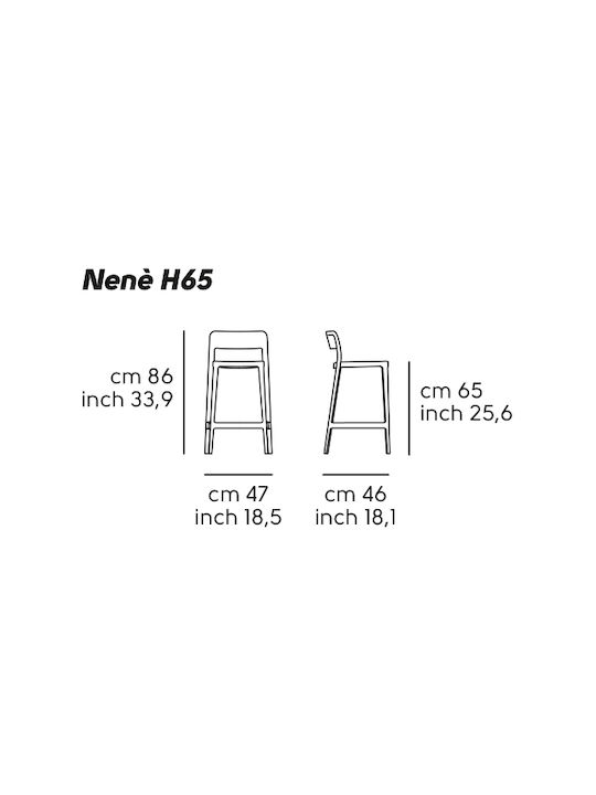 Stool for Bar Outdoor Nene White 47x46x86cm