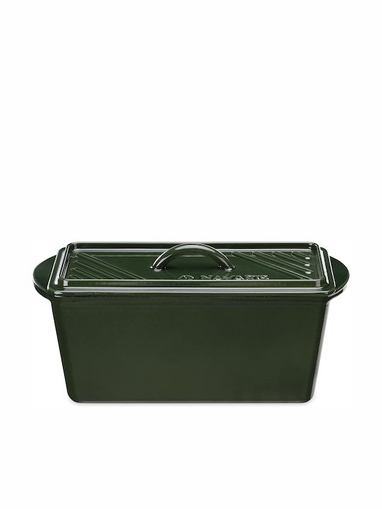 Navaris Ψωμιέρα με Καπάκι Μεταλλική Πράσινη 34x13x13cm