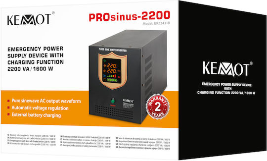 Kemot PROsinus-2200 UPS 2200VA 1600W with 2 Schuko Power Plugs