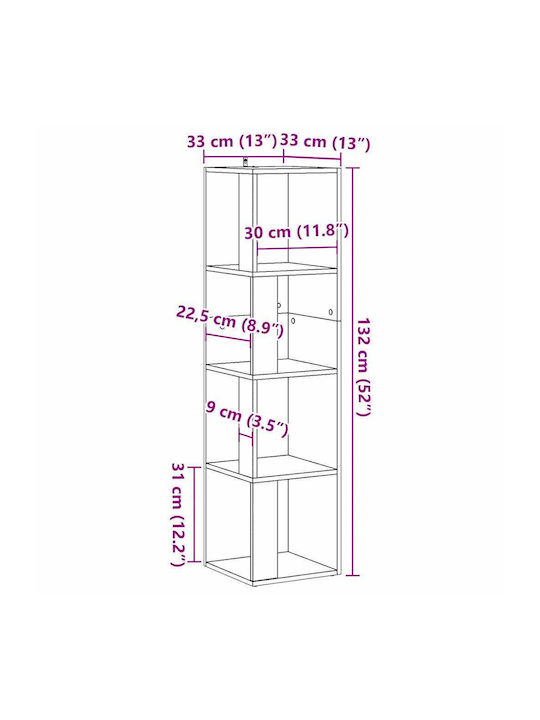 Corner Shelf Wall Coffee 33x33x132cm