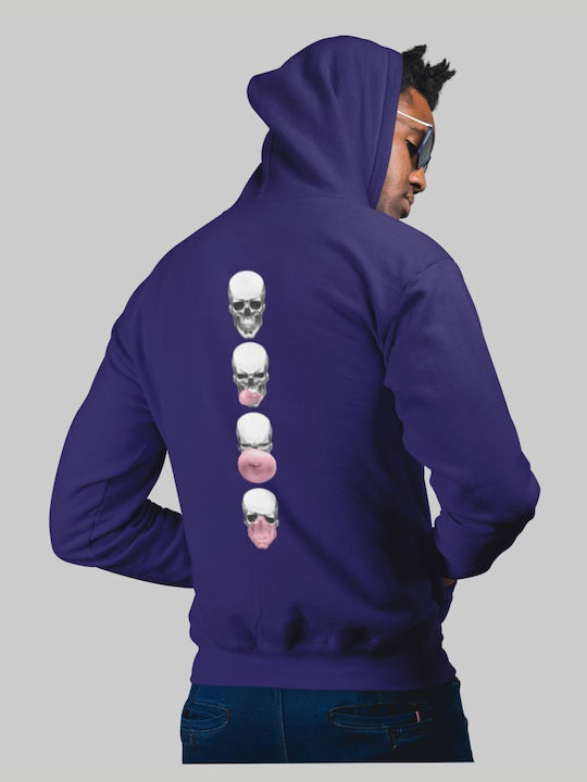 Skull Bubble Hooded Sweatshirt - FUCHSIA