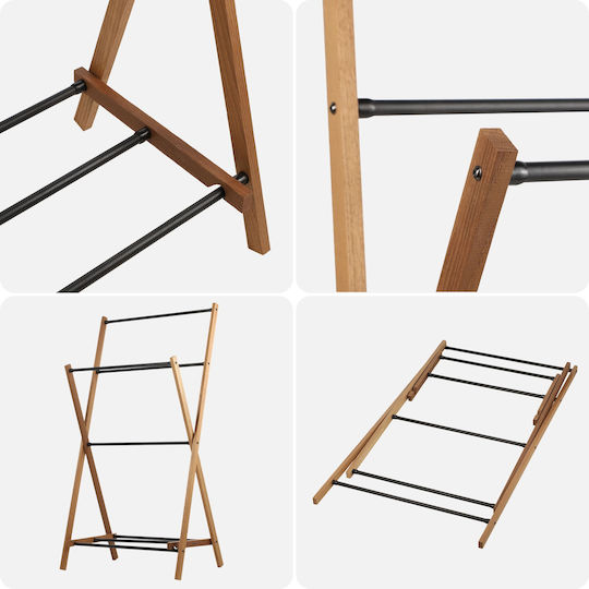 Kadax Floor Standing Bathroom Freestanding Towel Rack with 4 Positions Brown