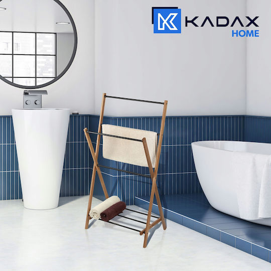 Kadax Floor Standing Bathroom Freestanding Towel Rack with 4 Positions Brown
