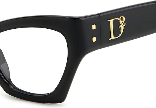 Dsquared2 Plastic Eyeglass Frame Cat Eye Black D2 0133 807