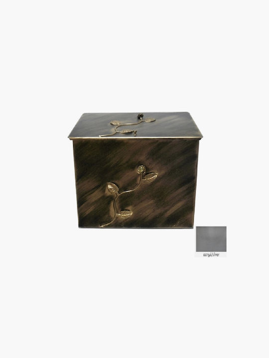 GTMED Metallic Box Wood Storage 63x54x44cm Silver