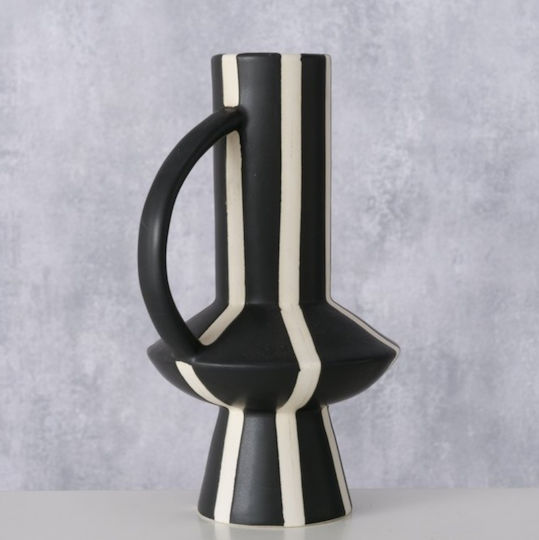 Vază decorativă din porțelan Pamara alb negru 20 cm