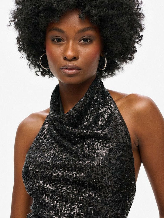 Women's Sleeveless Drape Top Black