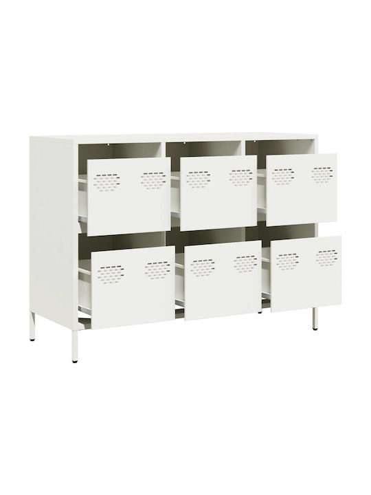 Sideboard made of Metal with Drawers White 101.5x39x73.5cm
