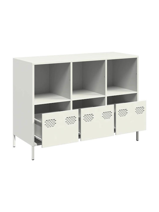Sideboard made of Metal with Drawers White 101.5x39x73.5cm