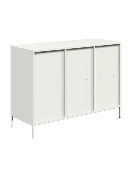 Sideboard made of Metal with Drawers White 101.5x39x73.5cm