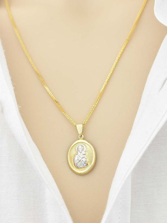 Goldjewels Halskette Amulett Göttliche Mutter aus Gold 14K