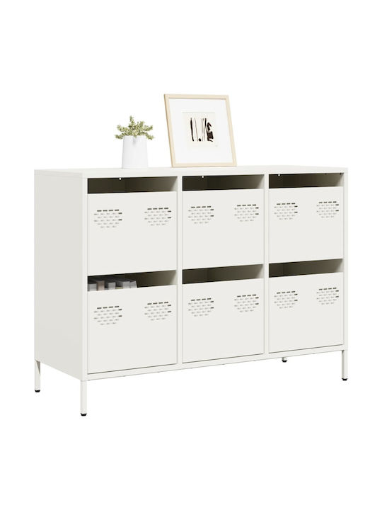 Sideboard made of Metal with Drawers White 101.5x39x73.5cm