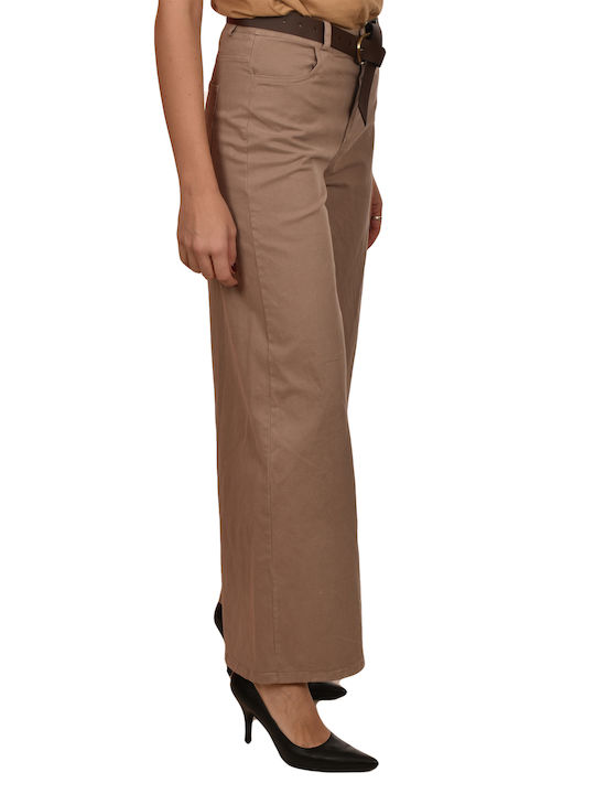 Motel Women's Chino Trousers Flare Beige