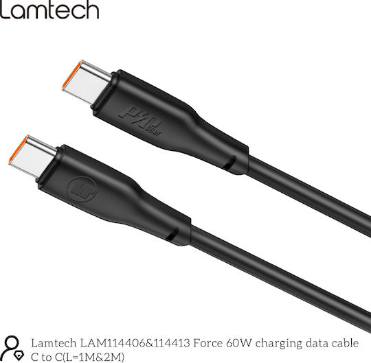 Lamtech USB 2.0 Cable USB-C male - USB-C 60W Black 2m