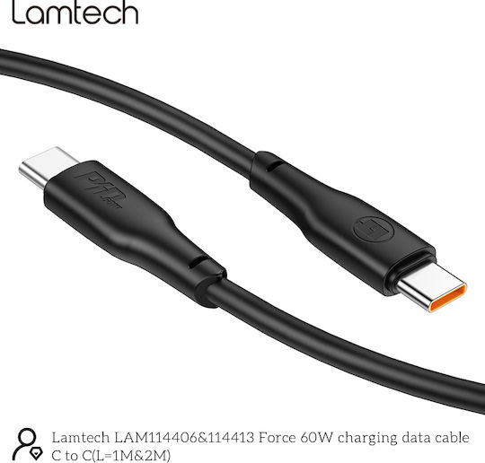 Lamtech USB 2.0 Cable USB-C male - USB-C 60W Black 2m